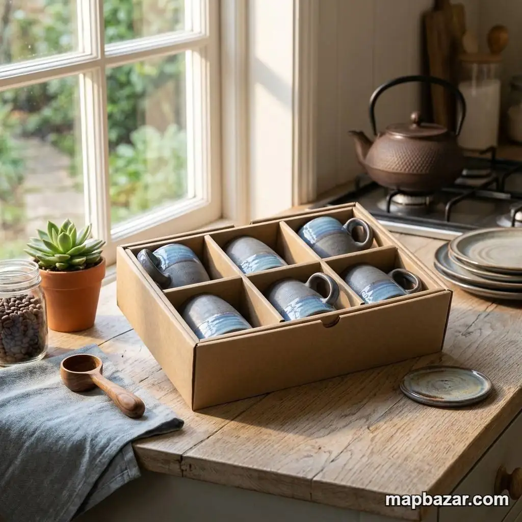 Handcrafted Ceramic Mugs Set, 6 Pieces