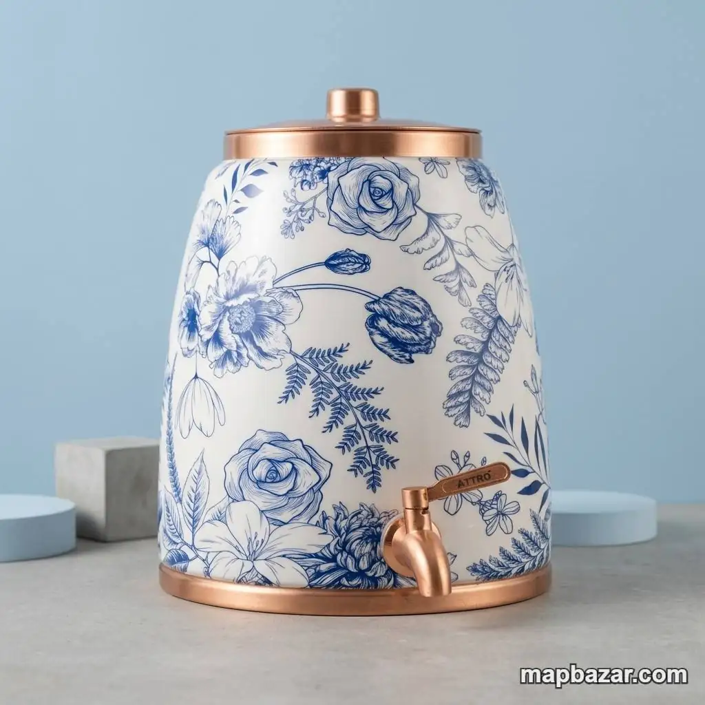 Elegant Floral Ceramic Water Dispenser with Tap