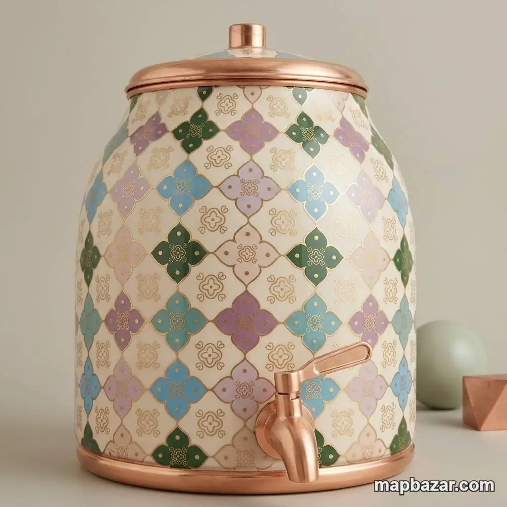 Elegant Copper Lined Water Dispenser Pot