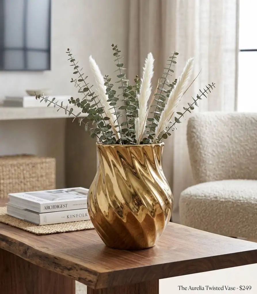 Elegant Golden Twisted Decorative Flower Vase