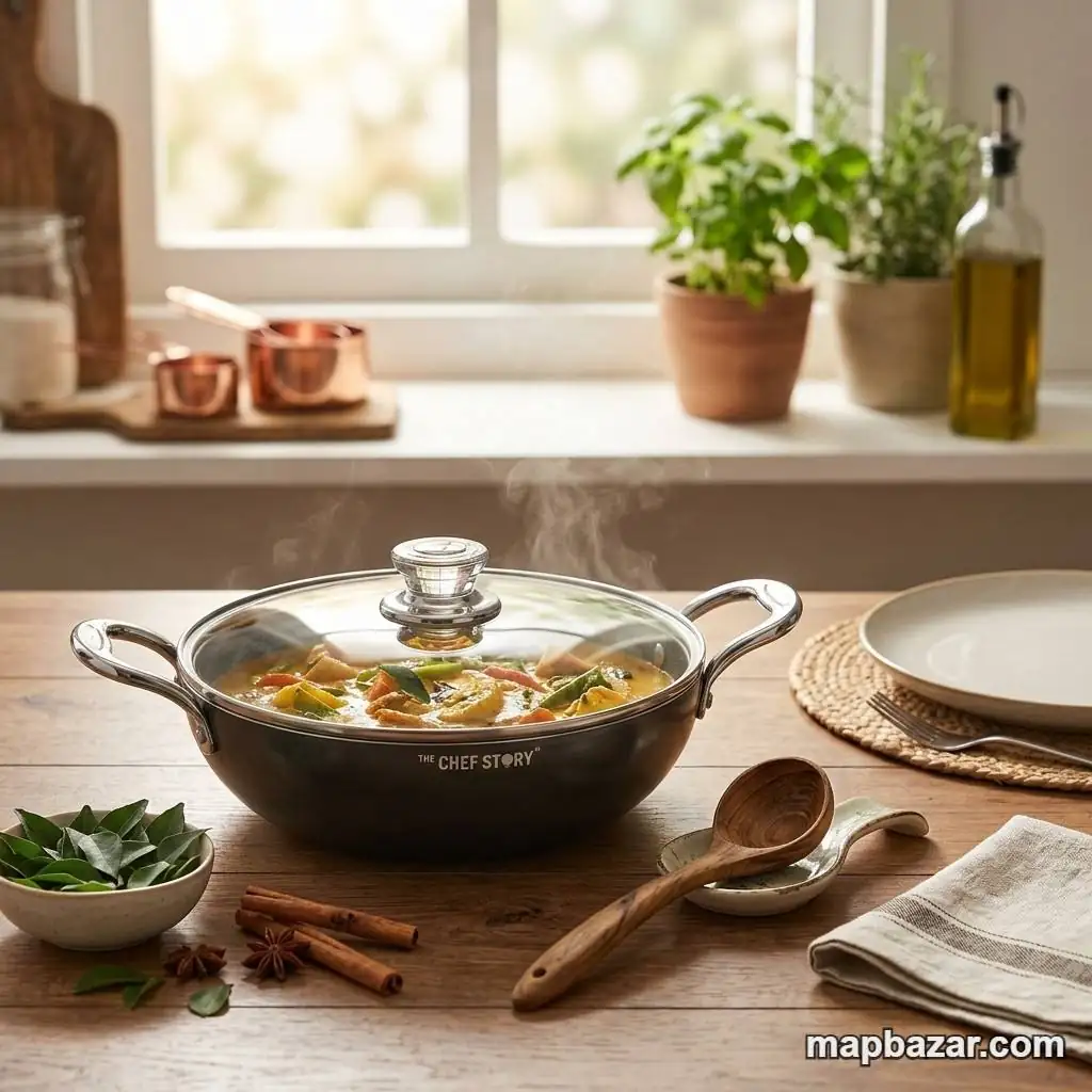 Versatile Cooking Kadai with See-Through Lid