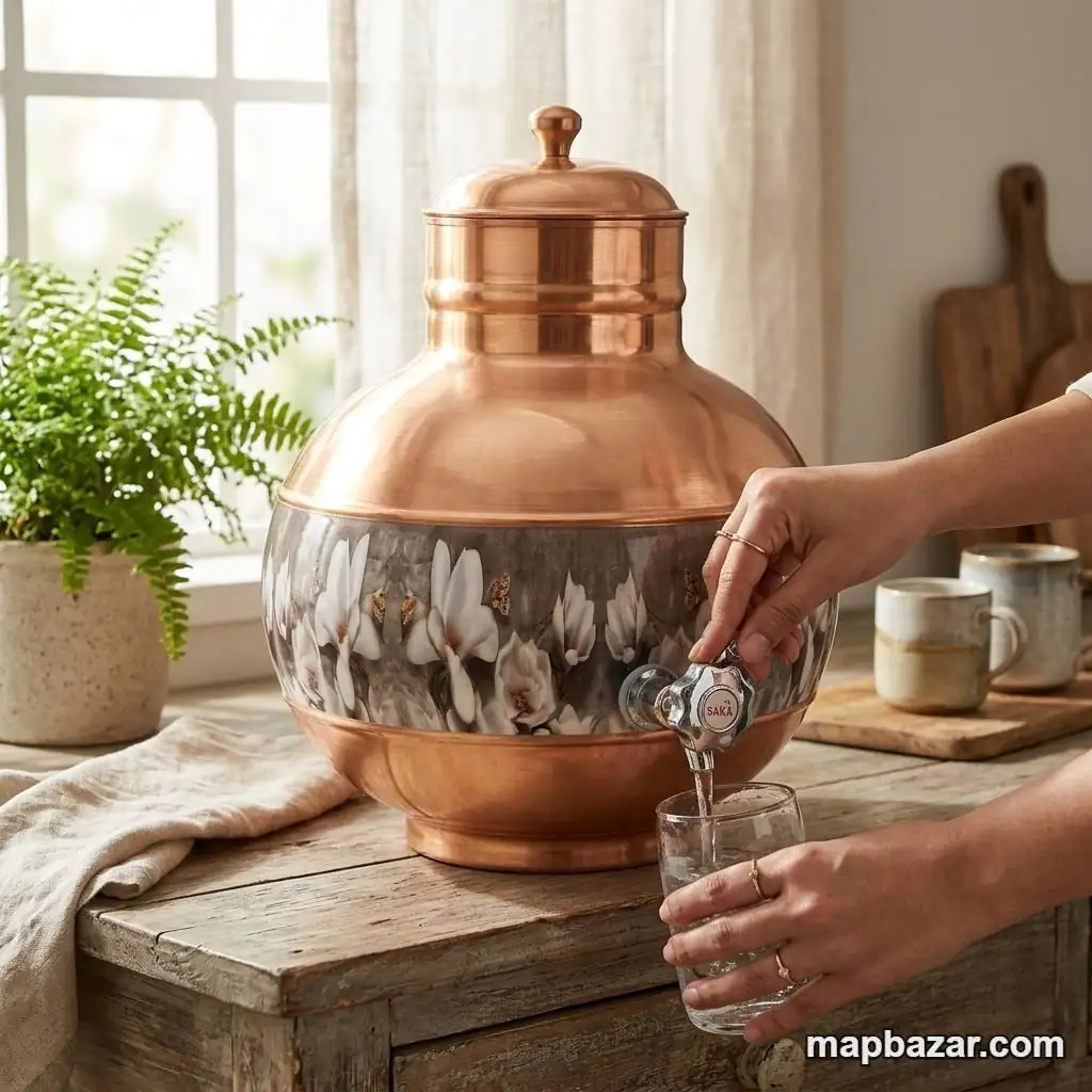 Elegant Copper Water Dispenser with Tap