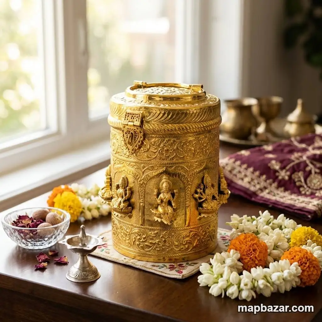 Traditional Golden Ornate Tiffin Carrier
