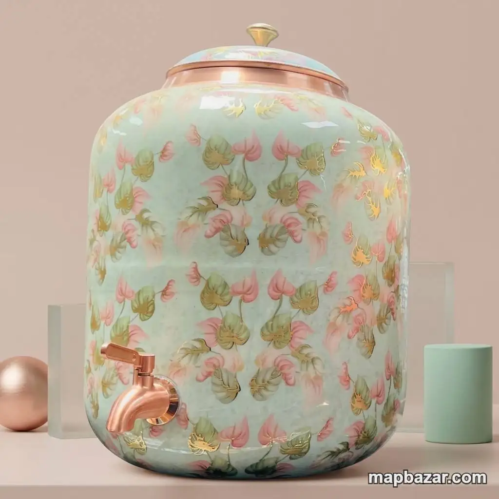 Elegant Hand-Painted Copper Water Pot Dispenser
