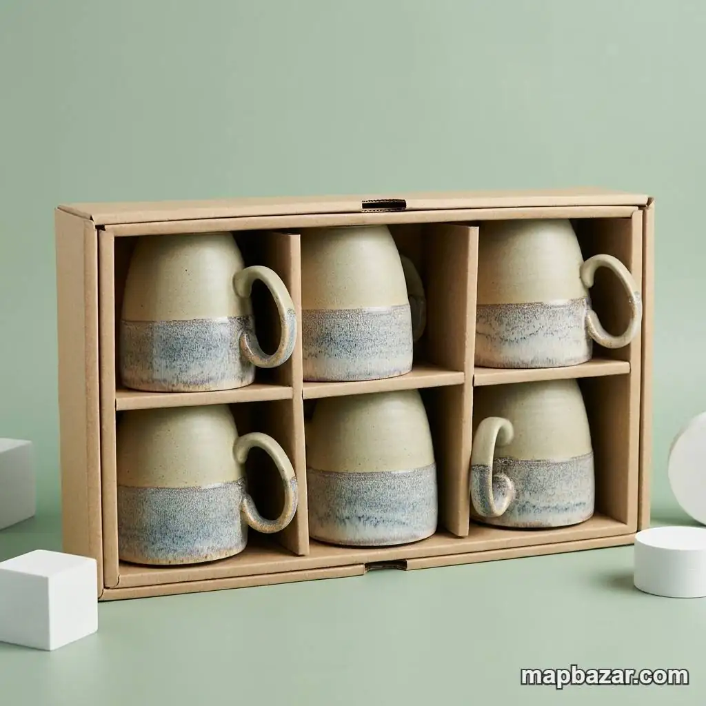 Earthy Tone Ceramic Mugs Set of 6