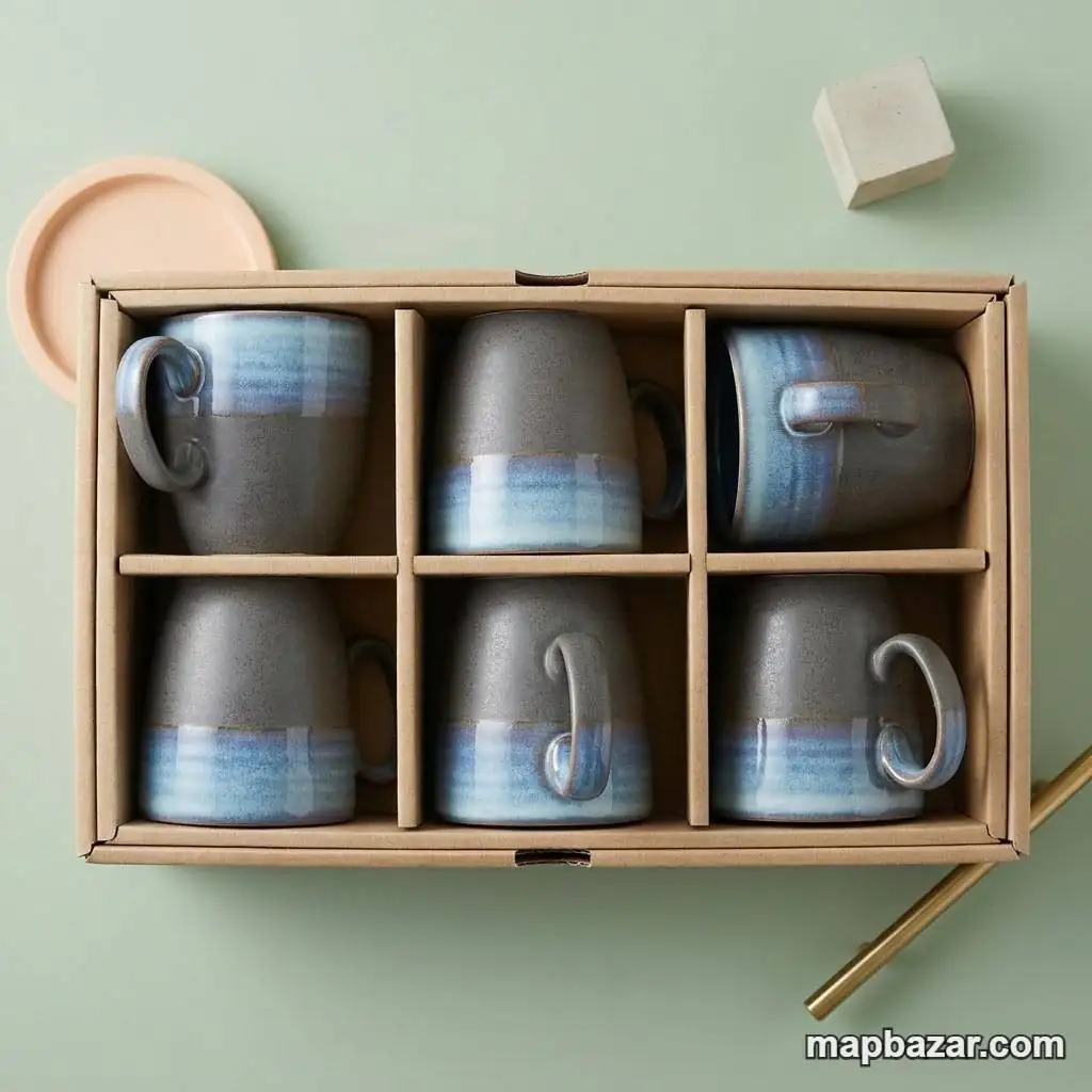Elegant Two-Tone Ceramic Mug Set of 6