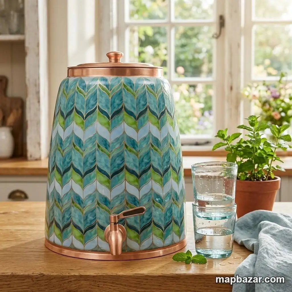 Elegant Copper-finish Water Dispenser Pot with Tap