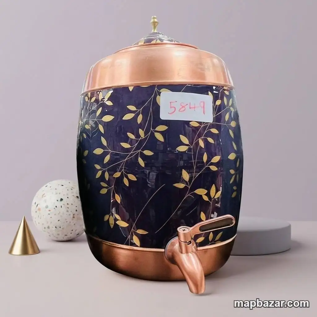 Copper Water Dispenser with Elegant Leaf Pattern