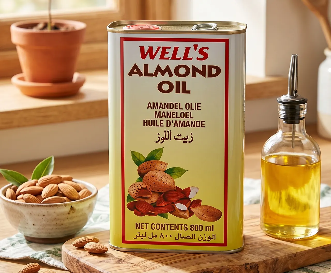 WELL'S Pure Almond Oil 800ml Tin