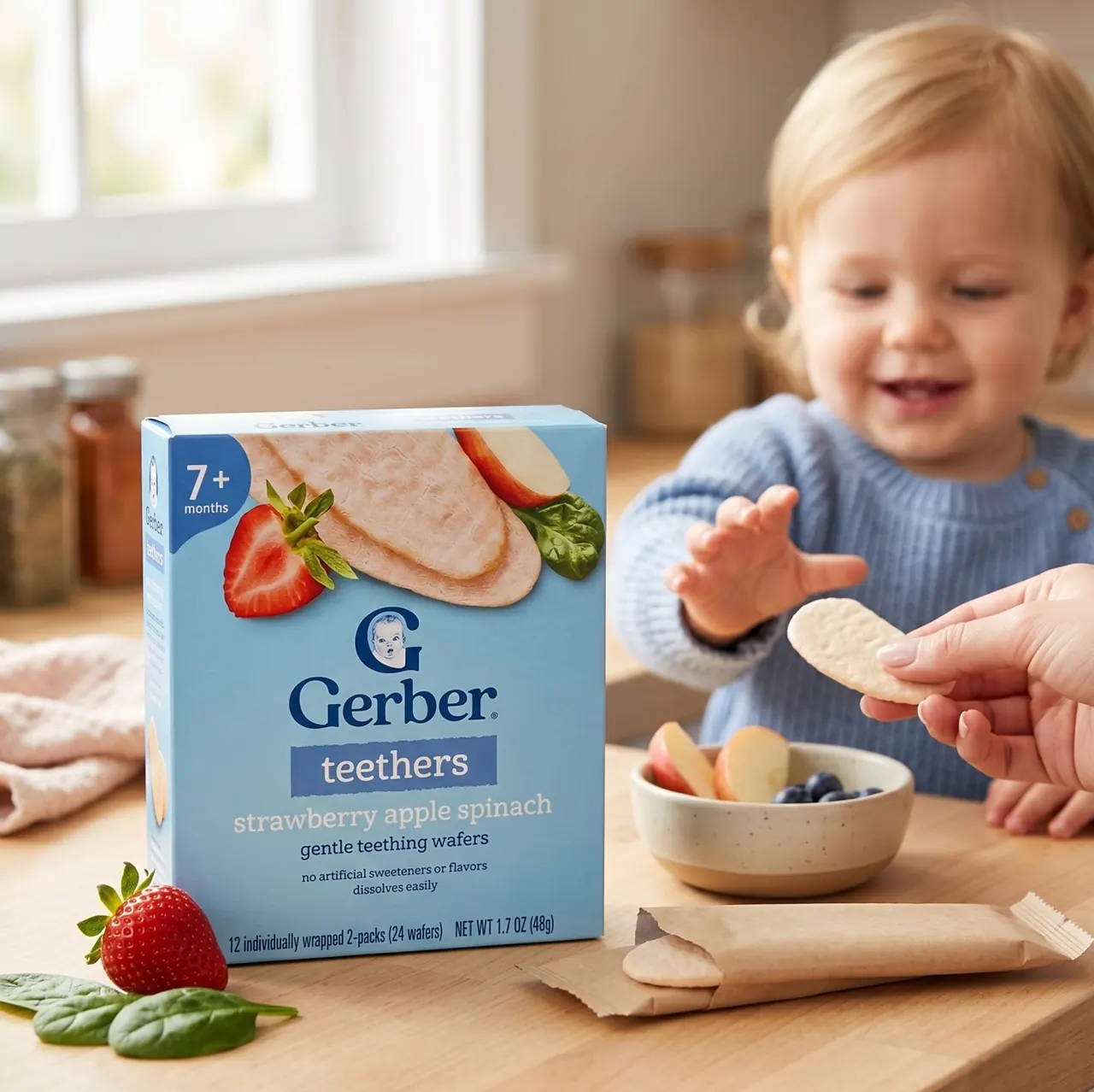 Gerber Teethers Strawberry Apple Spinach Wafers
