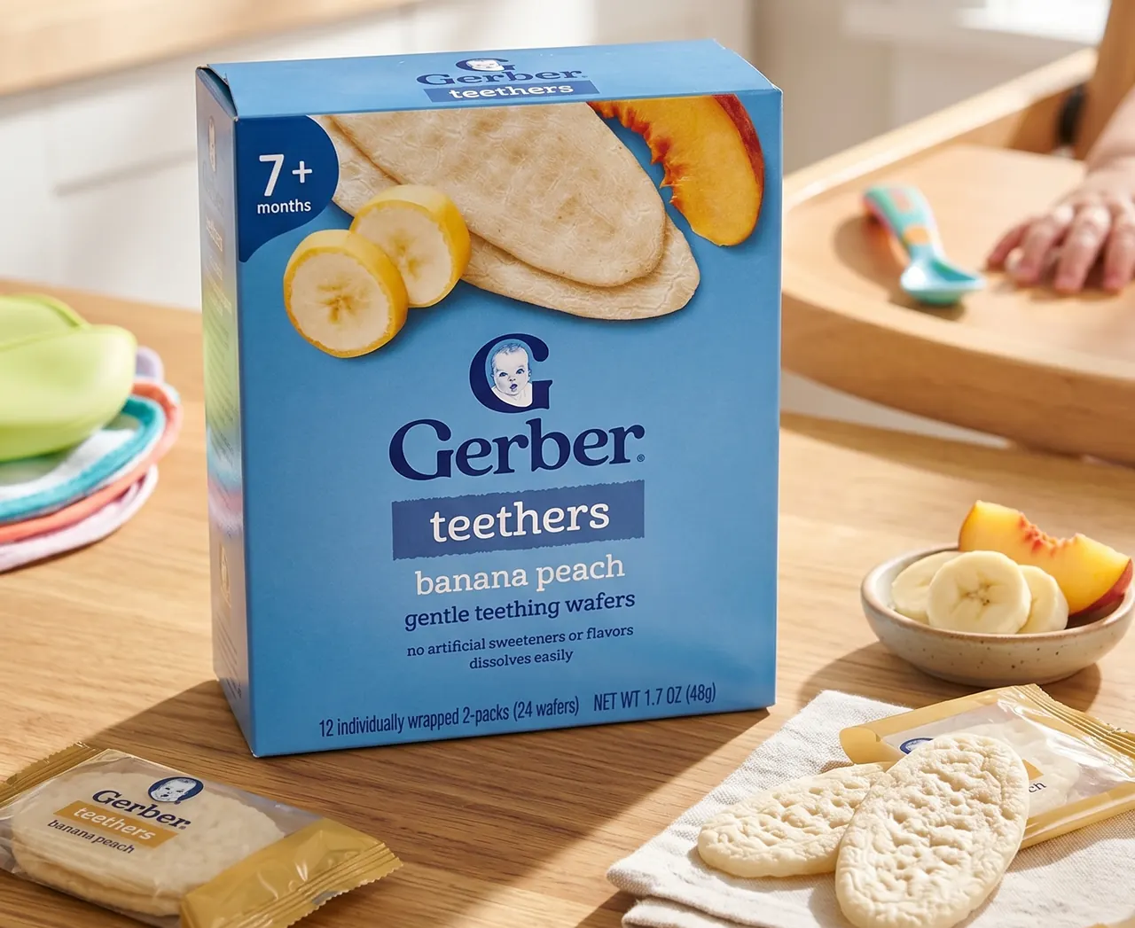 Gerber Teethers Banana Peach Gentle Wafers 7+ Months